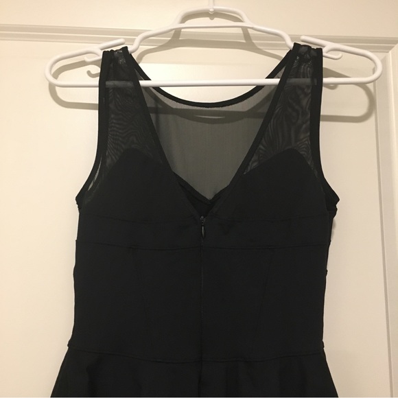 Bebe Bodycon Peplum Hip Flare Mini Sleeveless Sheer Little Black Dress, Small - Picture 8 of 9